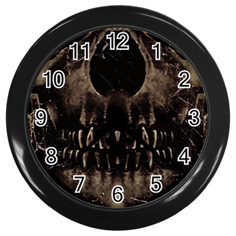 Skull Poster Background Wall Clock (Black) from ArtsNow.com Front