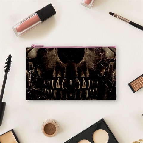 Skull Poster Background Cosmetic Bag (Small) from ArtsNow.com Front