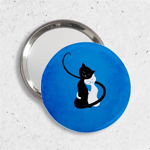 Blue White And Black Cats In Love Handbag Mirror (2.25 ) from ArtsNow.com Front