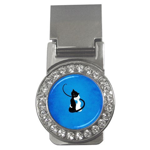 Blue White And Black Cats In Love Money Clip (CZ) from ArtsNow.com Front