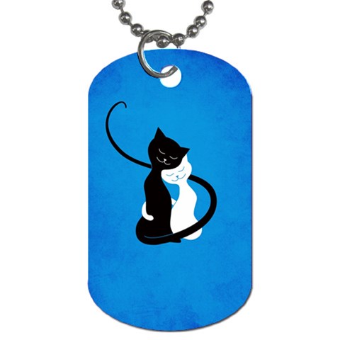 Blue White And Black Cats In Love Dog Tag (One Sided) from ArtsNow.com Front