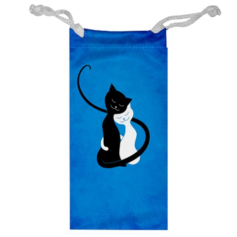 Blue White And Black Cats In Love Jewelry Bag from ArtsNow.com Front