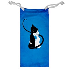 Blue White And Black Cats In Love Jewelry Bag from ArtsNow.com Front