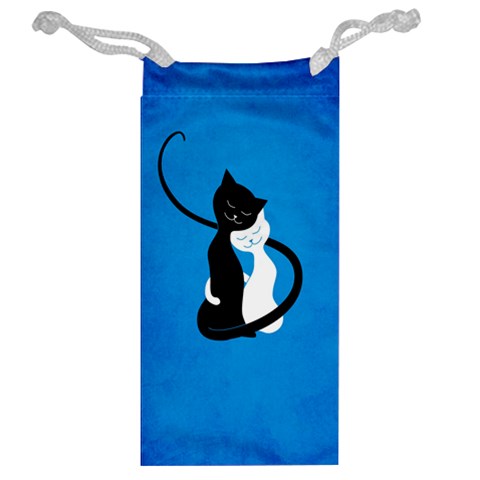 Blue White And Black Cats In Love Jewelry Bag from ArtsNow.com Back