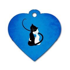 Blue White And Black Cats In Love Dog Tag Heart (Two Sided) from ArtsNow.com Front