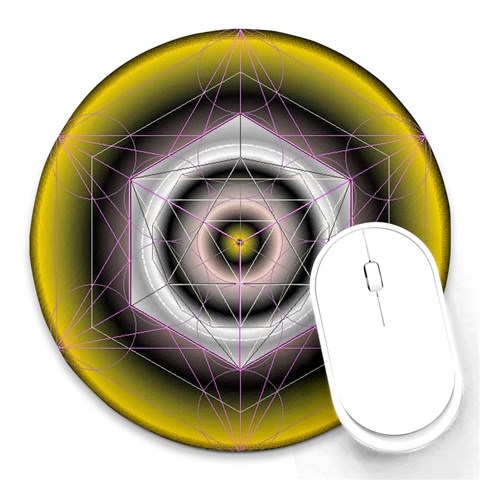 Metatrons Cube Round Mousepad from ArtsNow.com Front