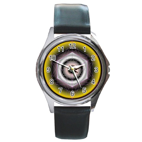 Metatrons Cube Round Metal Watch from ArtsNow.com Front