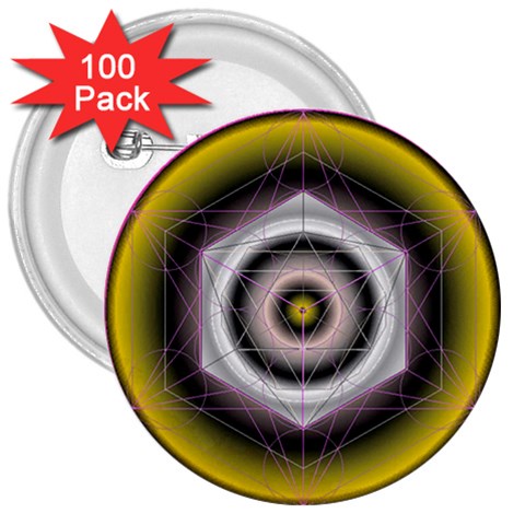 Metatrons Cube 3  Button (100 pack) from ArtsNow.com Front