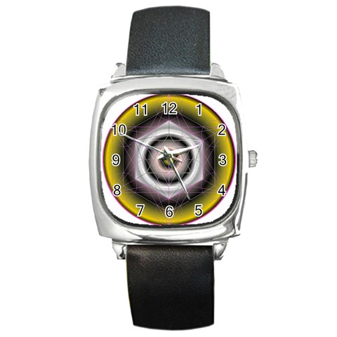 Metatrons Cube Square Metal Watch from ArtsNow.com Front