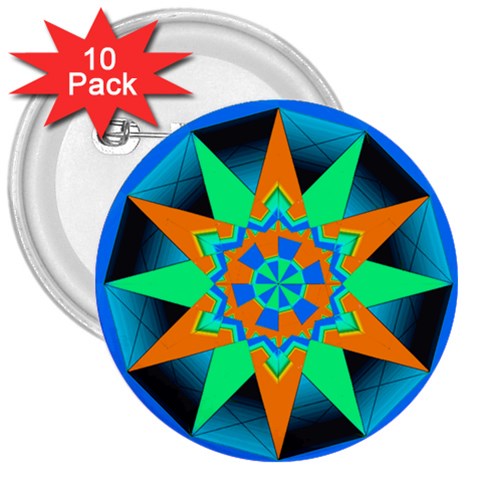 Polarity 3  Button (10 pack) from ArtsNow.com Front