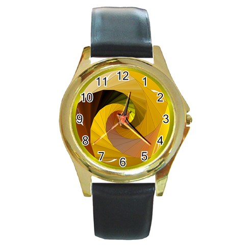 Rhythm Round Gold Metal Watch from ArtsNow.com Front