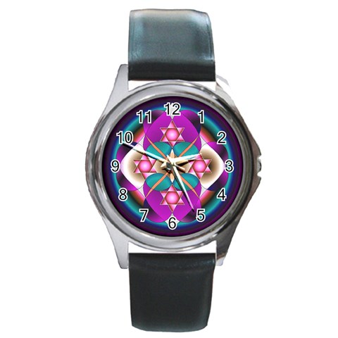 Sacred Heart Round Metal Watch from ArtsNow.com Front