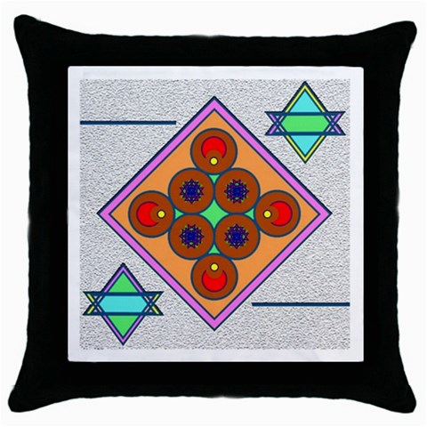 Sacred Mosaic Throw Pillow Case (Black) from ArtsNow.com Front