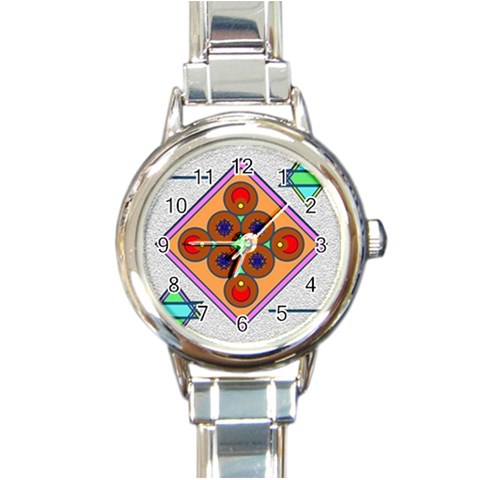 Sacred Mosaic Round Italian Charm Watch from ArtsNow.com Front