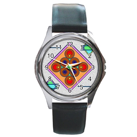 Sacred Mosaic Round Metal Watch from ArtsNow.com Front