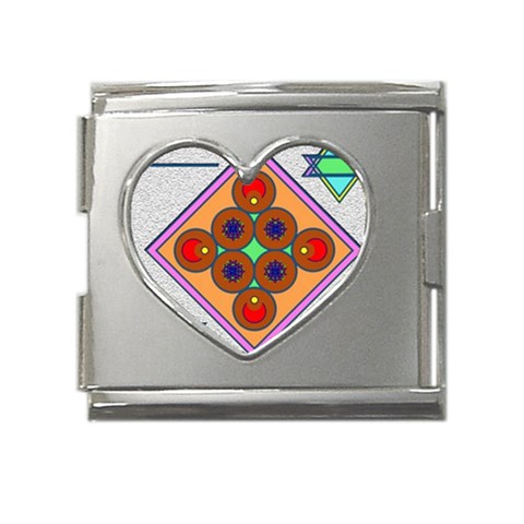 Sacred Mosaic Mega Link Heart Italian Charm (18mm) from ArtsNow.com Front