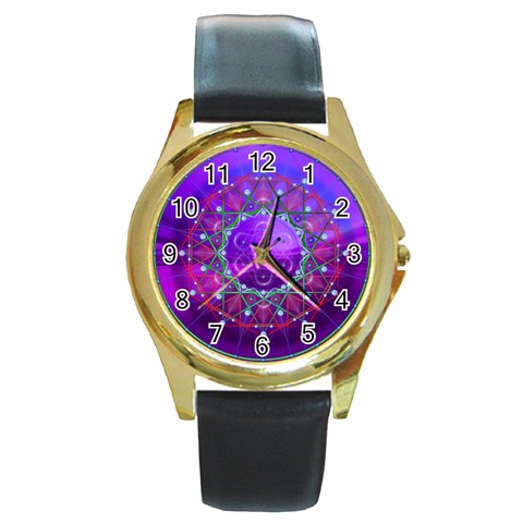 Synchronicity Round Gold Metal Watch from ArtsNow.com Front