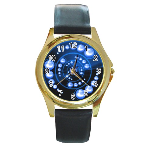 Third Wave Round Gold Metal Watch from ArtsNow.com Front