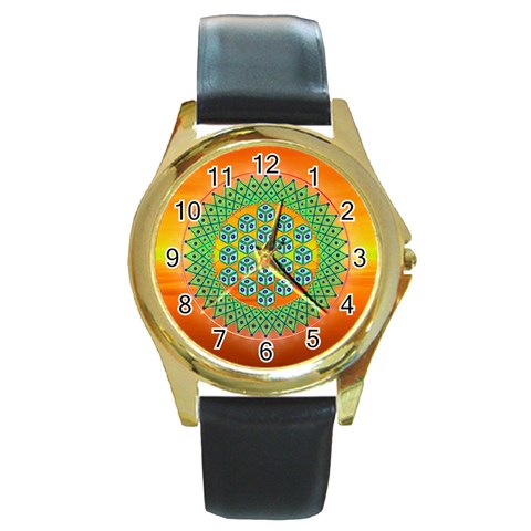 Transcendence Round Gold Metal Watch from ArtsNow.com Front