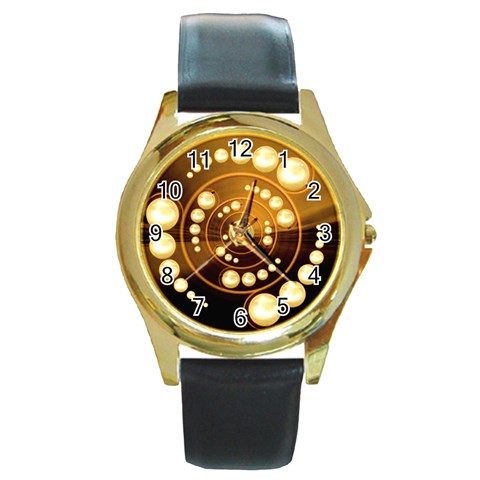 Third Wave Round Gold Metal Watch from ArtsNow.com Front