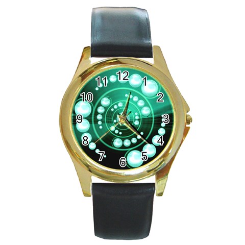 Third Wave Round Gold Metal Watch from ArtsNow.com Front