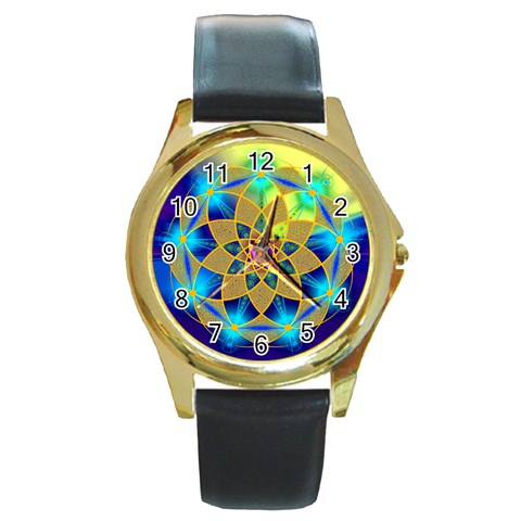 Unconditionality Round Gold Metal Watch from ArtsNow.com Front