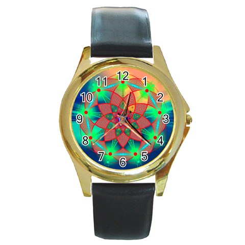 Unconditionality Round Gold Metal Watch from ArtsNow.com Front