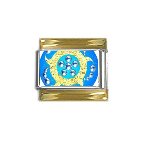 Water Energy Gold Trim Italian Charm (9mm) from ArtsNow.com Front