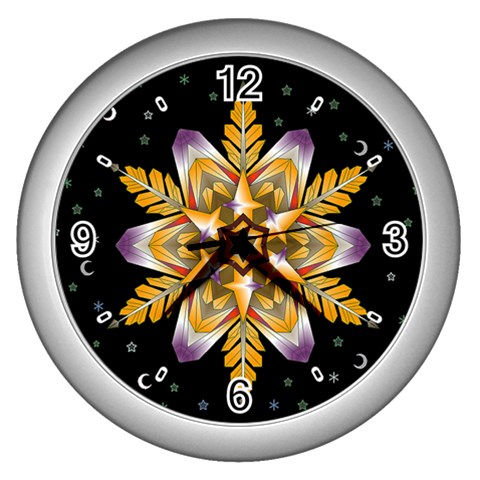 Water Harmony Wall Clock (Silver with 4 black numbers) from ArtsNow.com Front