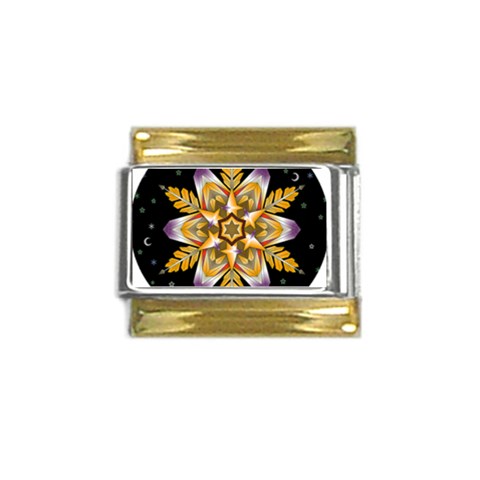 Water Harmony Gold Trim Italian Charm (9mm) from ArtsNow.com Front