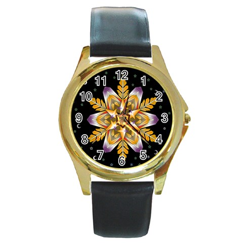 Water Harmony Round Gold Metal Watch from ArtsNow.com Front