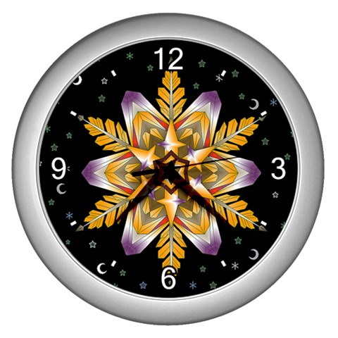 Water Harmony Wall Clock (Silver with 4 white numbers) from ArtsNow.com Front