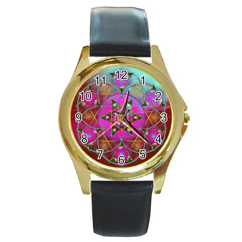 Wisdom Round Gold Metal Watch from ArtsNow.com Front