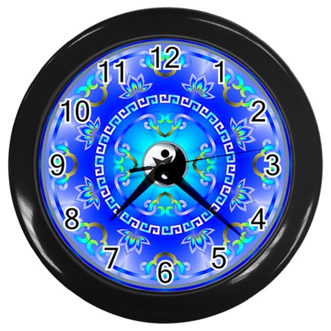 YinYang Wall Clock (Black with 12 black numbers) from ArtsNow.com Front