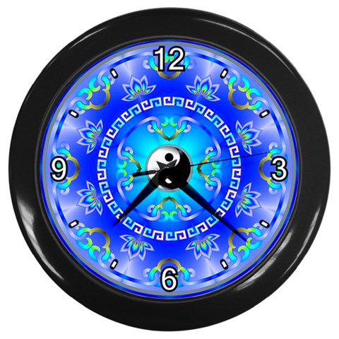 YinYang Wall Clock (Black with 4 white numbers) from ArtsNow.com Front