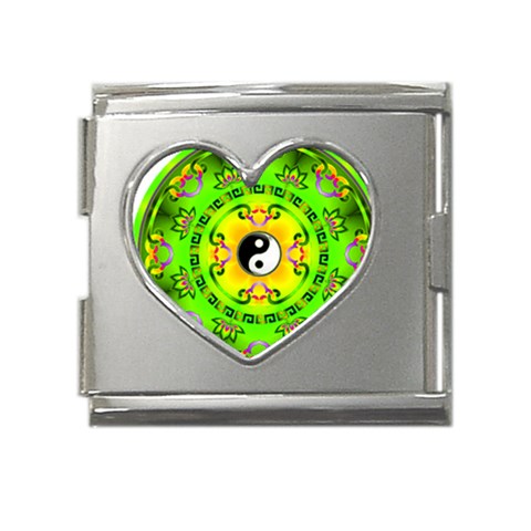 YinYang Mega Link Heart Italian Charm (18mm) from ArtsNow.com Front