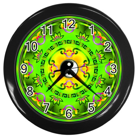 YinYang Wall Clock (Black with 12 black numbers) from ArtsNow.com Front