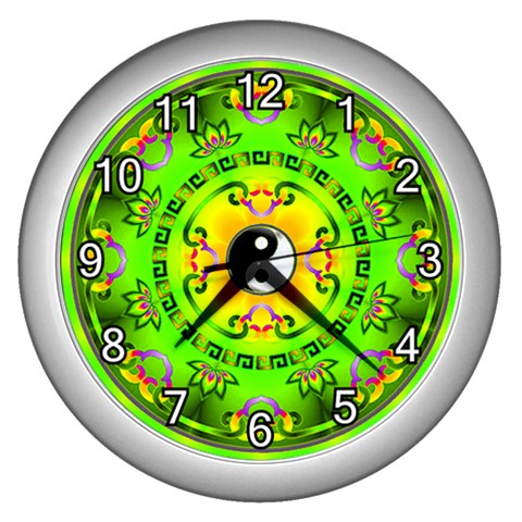 YinYang Wall Clock (Silver with 12 white numbers) from ArtsNow.com Front