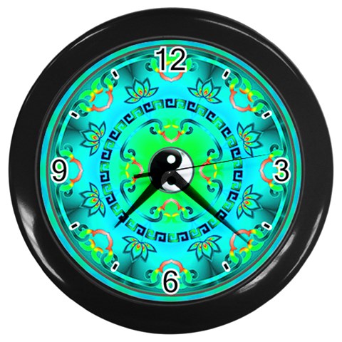 YinYang Wall Clock (Black with 4 black numbers) from ArtsNow.com Front