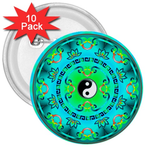 YinYang 3  Button (10 pack) from ArtsNow.com Front