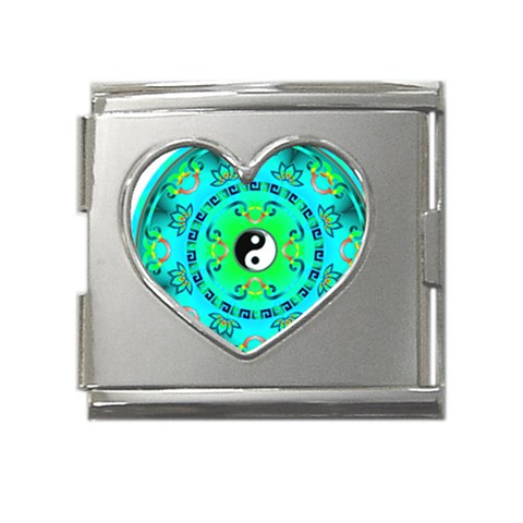 YinYang Mega Link Heart Italian Charm (18mm) from ArtsNow.com Front