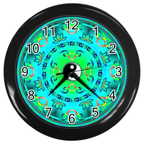 YinYang Wall Clock (Black with 12 black numbers) from ArtsNow.com Front