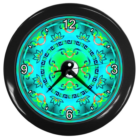 YinYang Wall Clock (Black with 4 white numbers) from ArtsNow.com Front