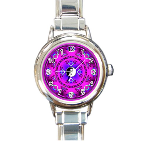 YinYang Round Italian Charm Watch from ArtsNow.com Front