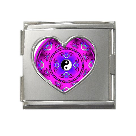 YinYang Mega Link Heart Italian Charm (18mm) from ArtsNow.com Front