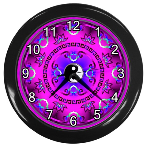 YinYang Wall Clock (Black with 12 white numbers) from ArtsNow.com Front