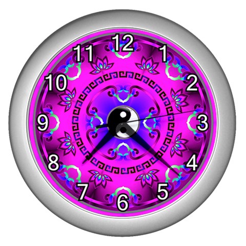 YinYang Wall Clock (Silver with 12 white numbers) from ArtsNow.com Front