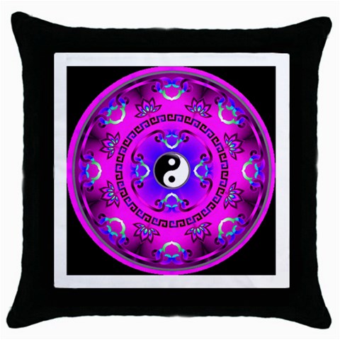 YinYang Throw Pillow Case (Black) from ArtsNow.com Front