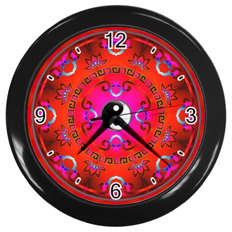 YinYang Wall Clock (Black with 4 black numbers) from ArtsNow.com Front