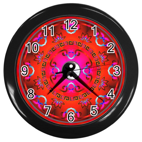 YinYang Wall Clock (Black with 12 black numbers) from ArtsNow.com Front